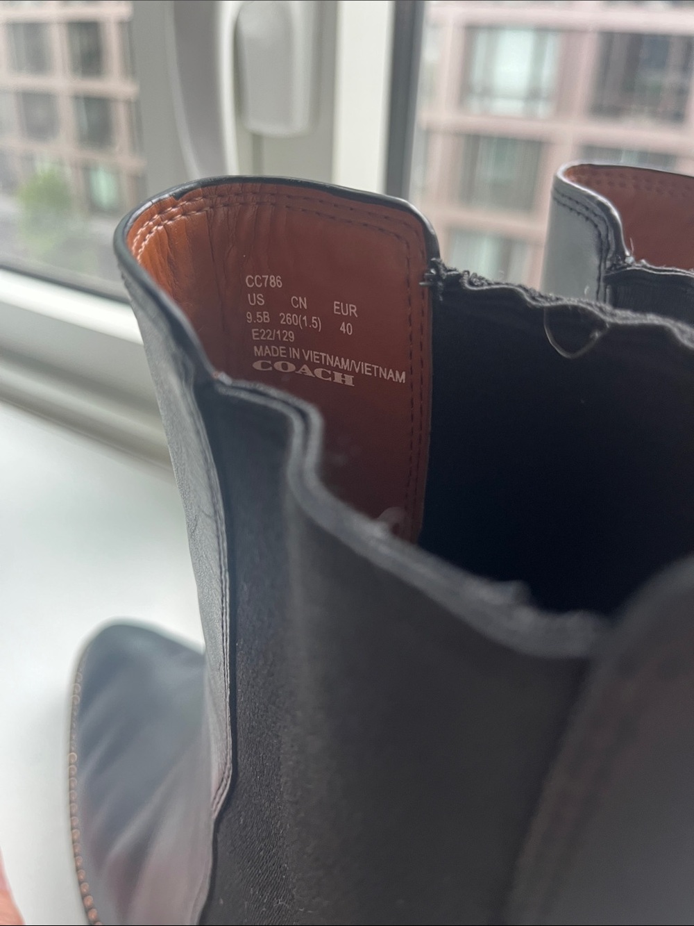 Coach Black Leather Stud-Trim Chelsea Ankle Boots - Picture 3 of 5